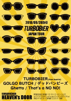 9/28(fri)三軒茶屋 HEAVEN'S DOOR【TURBOBIER Japan Tour】